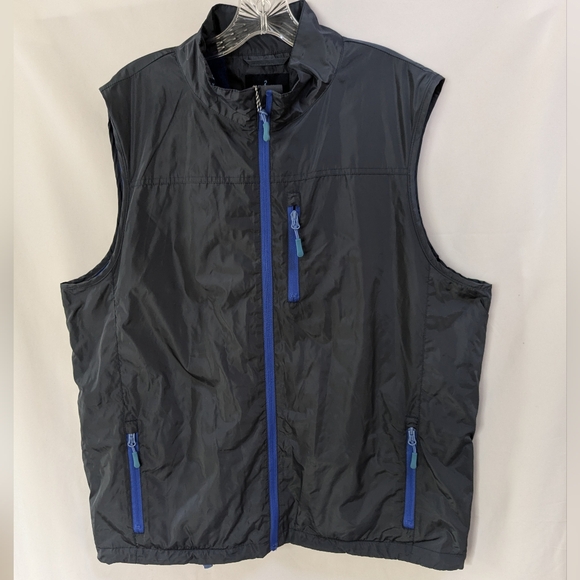 Tailorbyrd Full Zip Fleece Lined Performance Vest NWT Large $125 Gray & Blue - Picture 1 of 11